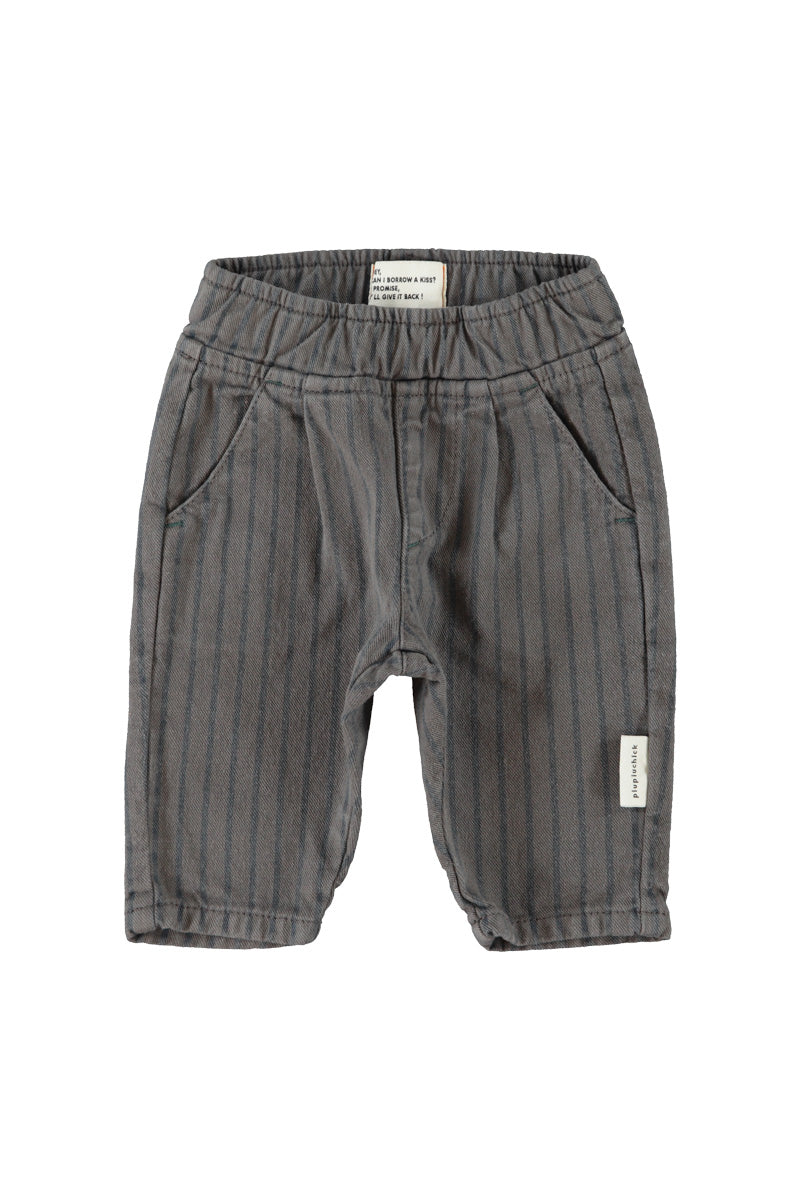 Piupiuchick Baby Trousers Grey W/Black Stripes