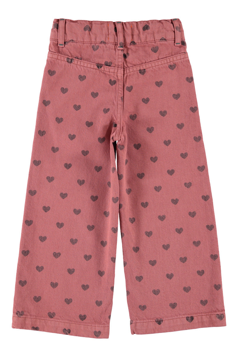 Piupiuchick Flare Trousers Pink W/Black Hearts